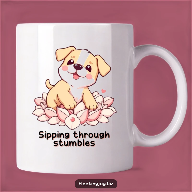 Funny Puppy Petal Pile Mug: Adorable Clumsy Dog Gift, Perfect Funny Gift