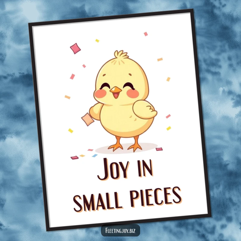 Funny Chick Confetti Digital Art Print of a happy chick pecking at confetti, perfect for instant festive decor.