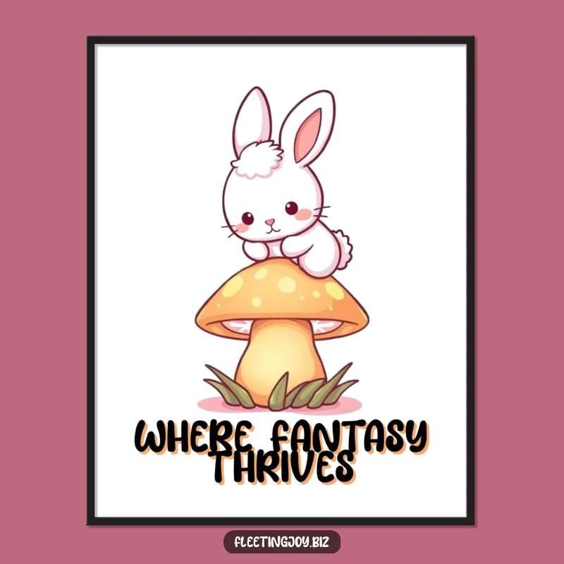 Funny Bunny Mushroom Digital Print: Instant Enchanted Decor, Perfect Funny Gift