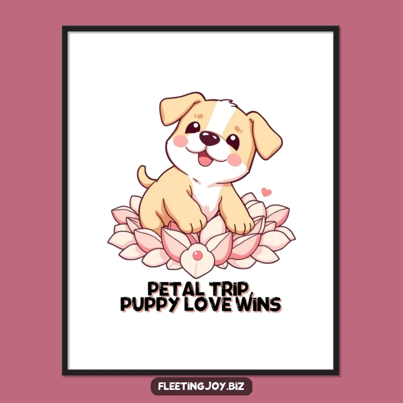Funny Free Printable Wall Art: Wobbly Puppy Petal Pile Art