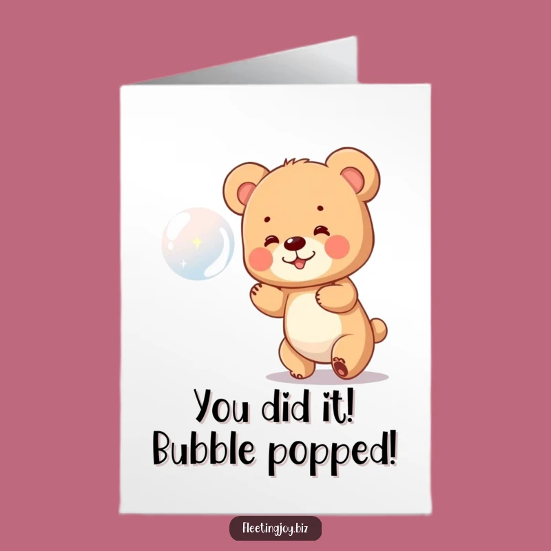 Free Printable Congrats Card: Bear Cub Bubble Chase Celebration Gift