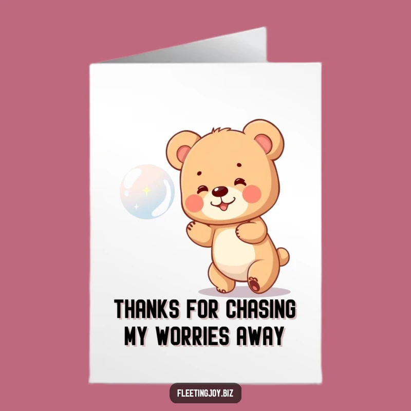 Free Printable Thank You Card: Bear Cub Bubble Gratitude Gift