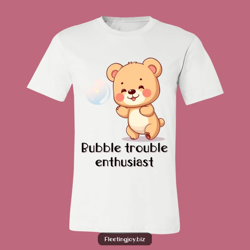 Funny Bear Cub Chasing Bubble T-Shirt: Cute Animal Lover Tee, Perfect Funny Gift